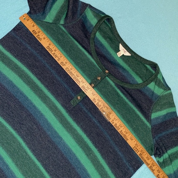 TERRA & SKY henley long sleeve waffle thermal pullover green blue top size 14W - Picture 11 of 13